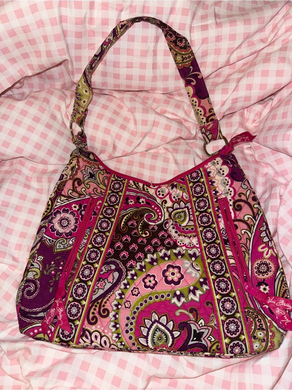 Vera Bradley Fuchsia Pink Paisley Quilted Shoulder Bag